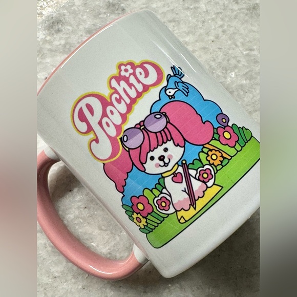 New Poochie Dog Retro 80s Style Ceramic Coffee Mug Cup w/ Pink Interior - 10oz - Picture 2 of 9